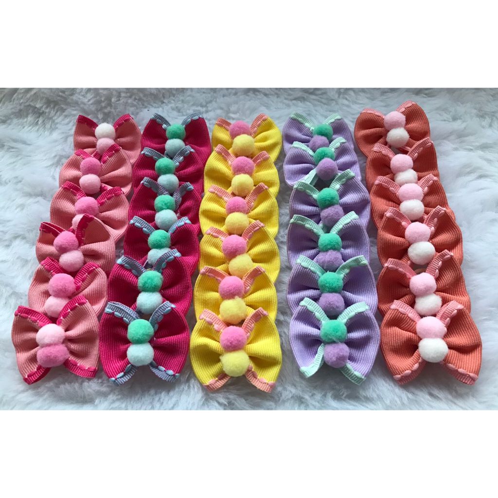 30 Laços Pet com Pompom Fêmea Banho e Tosa Acessórios Para Cães Pet Shop Cachorro