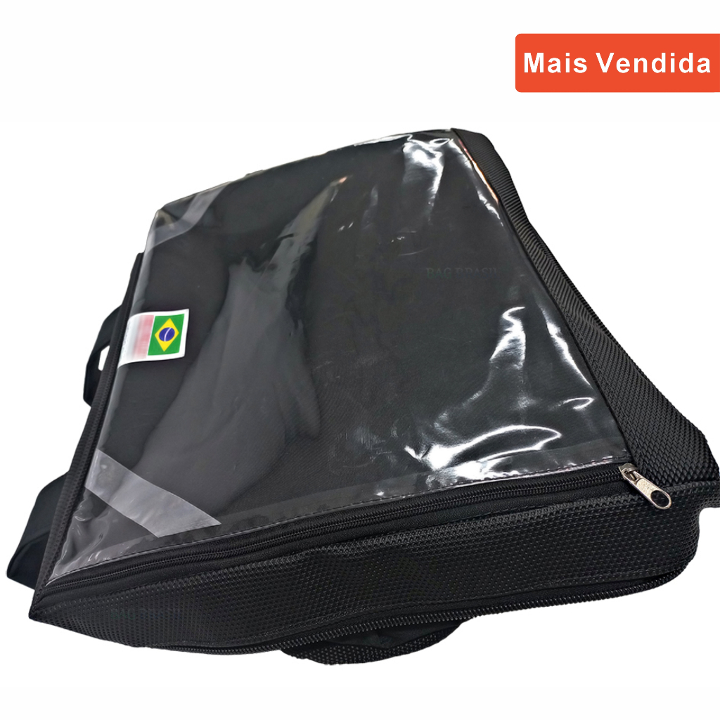 Capa Mochila Bag Motoboy  Reforçada, Delivery - Couro Levantado Preta