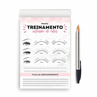 BLOCO FICHA DE TREINO ALONGAMENTO  EXTENSÃO DE CILIOS MAPPING  TREINAMENTO A5 DESTACÁVEL 14X21CM em Oferta na Shopee