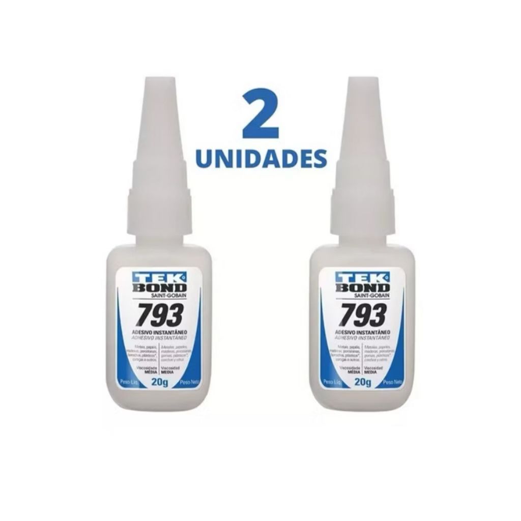 Kit 2 Unidades de Cola Instantânea Tek Bond 793 20G Cola Tudo Acrigel/Postiça Unhas em Oferta na Shopee