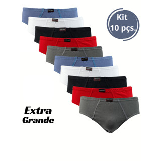 Kit 10 Cueca EXG Bàsica Modelo Tradicional Comum-Slip 100% Algodão com forro em Oferta na Shopee