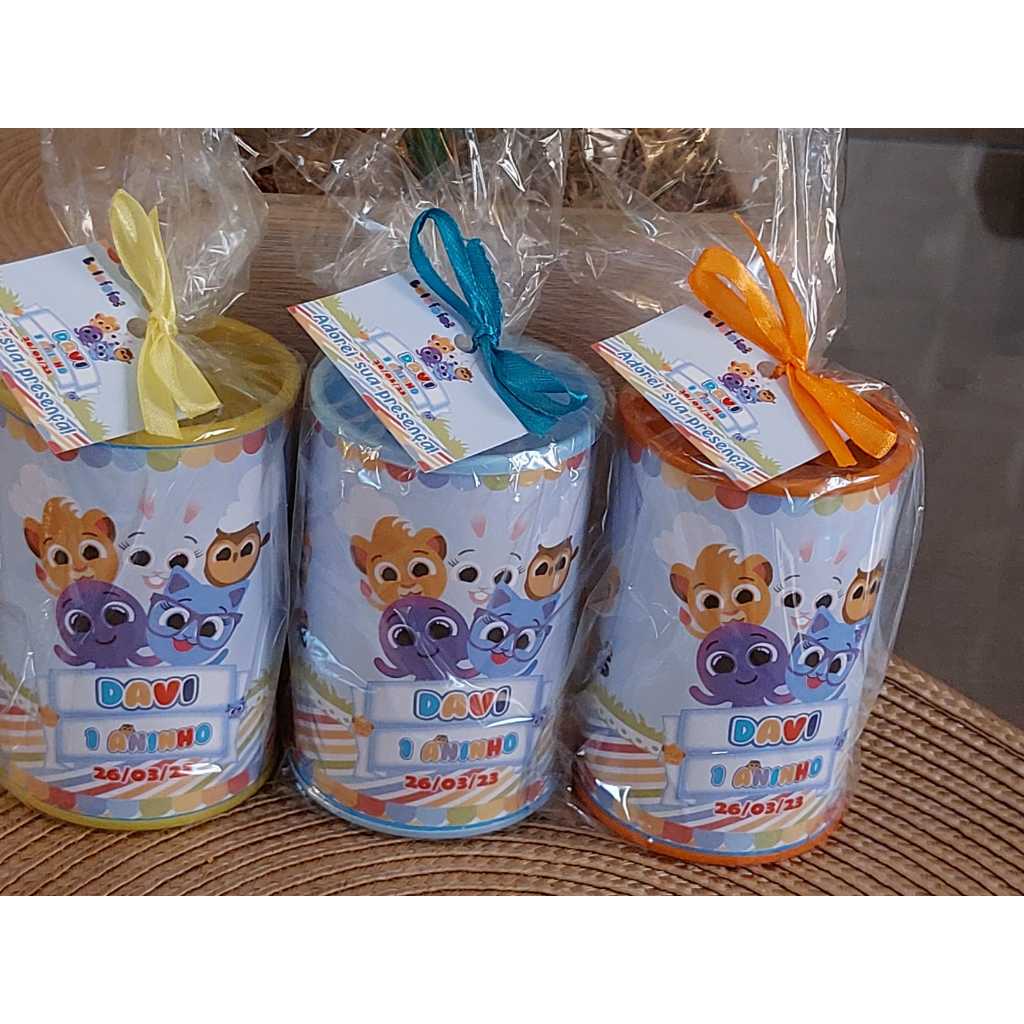 50 Cofrinhos  Personalizado , Embalado e com tag de agradecimento TODOS OS TEMAS