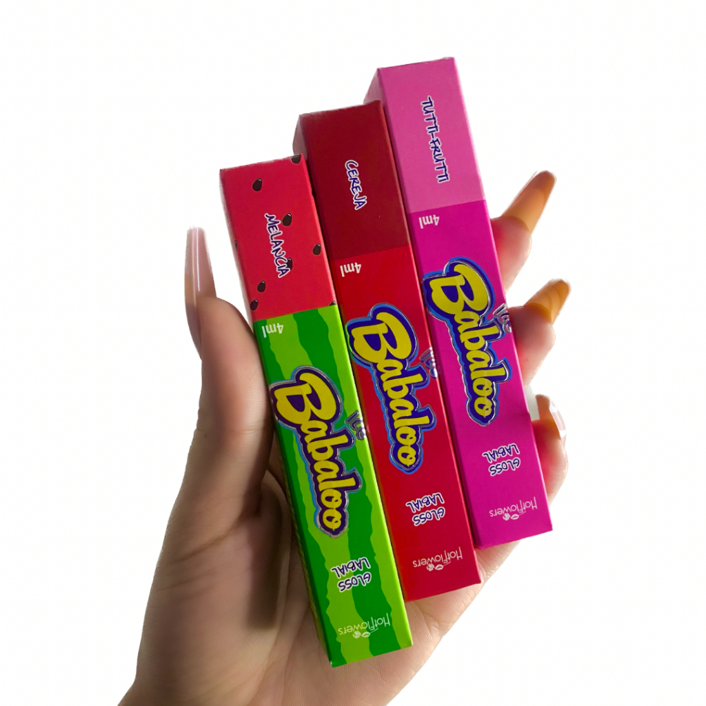 Gloss Babaloo Ice Hot Flowers Brilho Labial Com Com Sabor e Cheiro Delicioso de Bubaloo Beijável