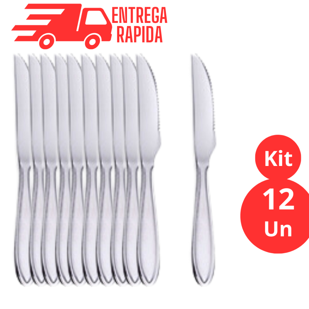 Kit 12 Faca De Mesa Aço