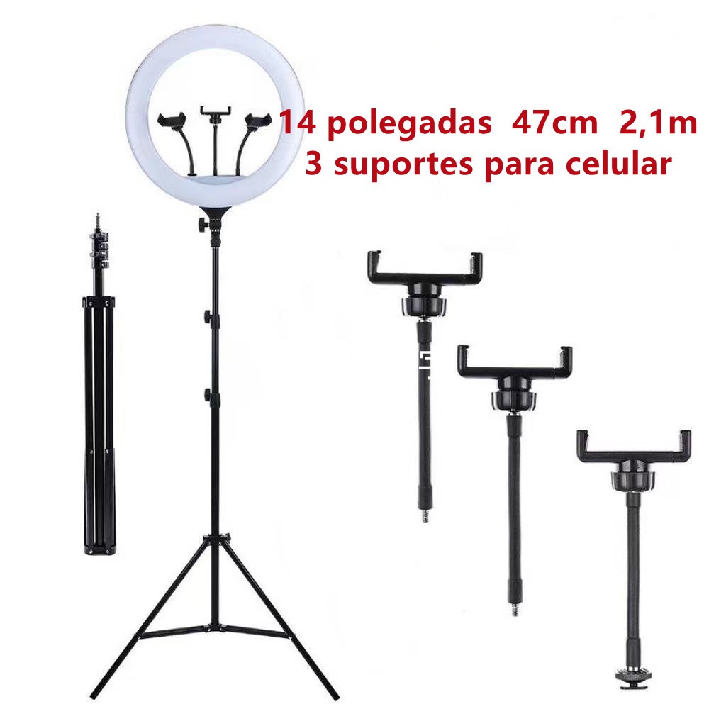 14 Polegadas 37cm Ring Light Iluminador 12 Polegadas Com Tripé De 2 Metro  30cm