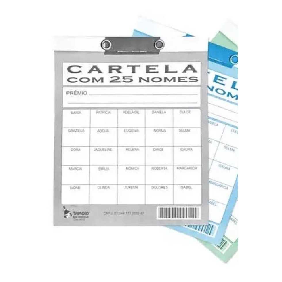20 CARTELAS DE RIFA 25 NOMES MULHER ( MODELO ANTIGO ) em Oferta na Shopee