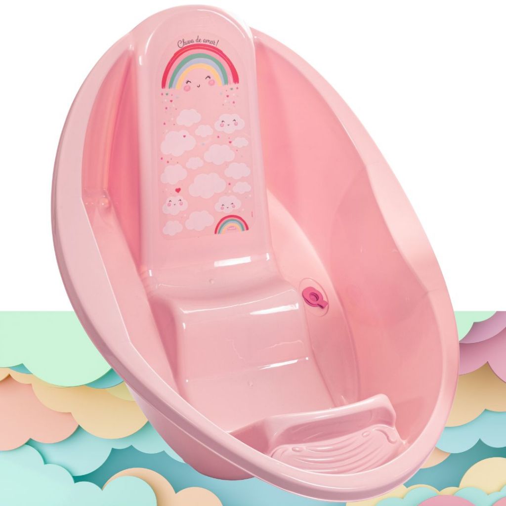 Banheira com assento ergonomico bebe 24 litros em Oferta na Shopee