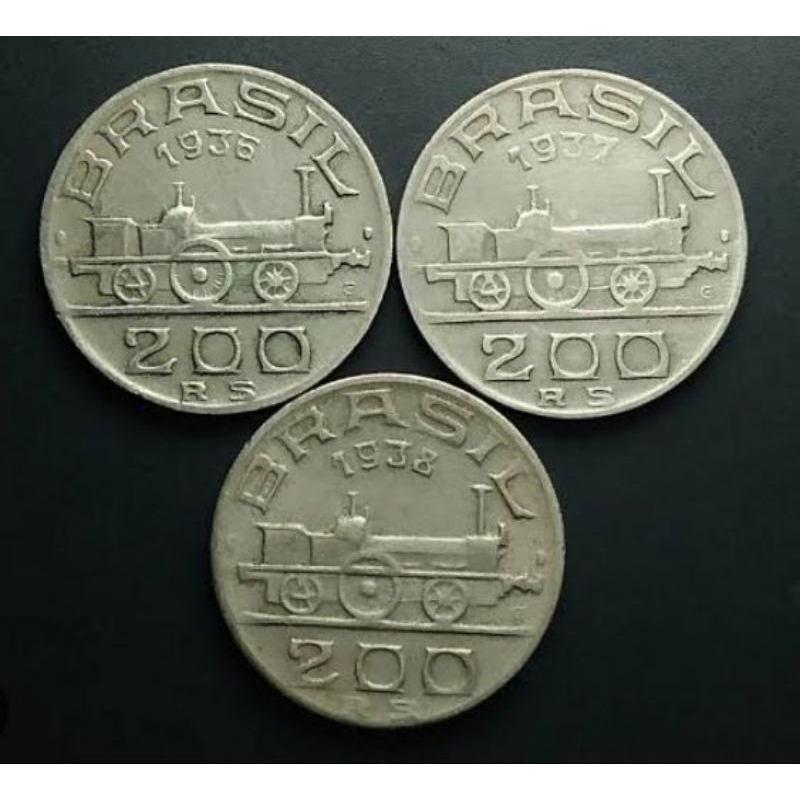 L.: 0474 - Lote Brasil série completa de 200 réis 1936/37/38.