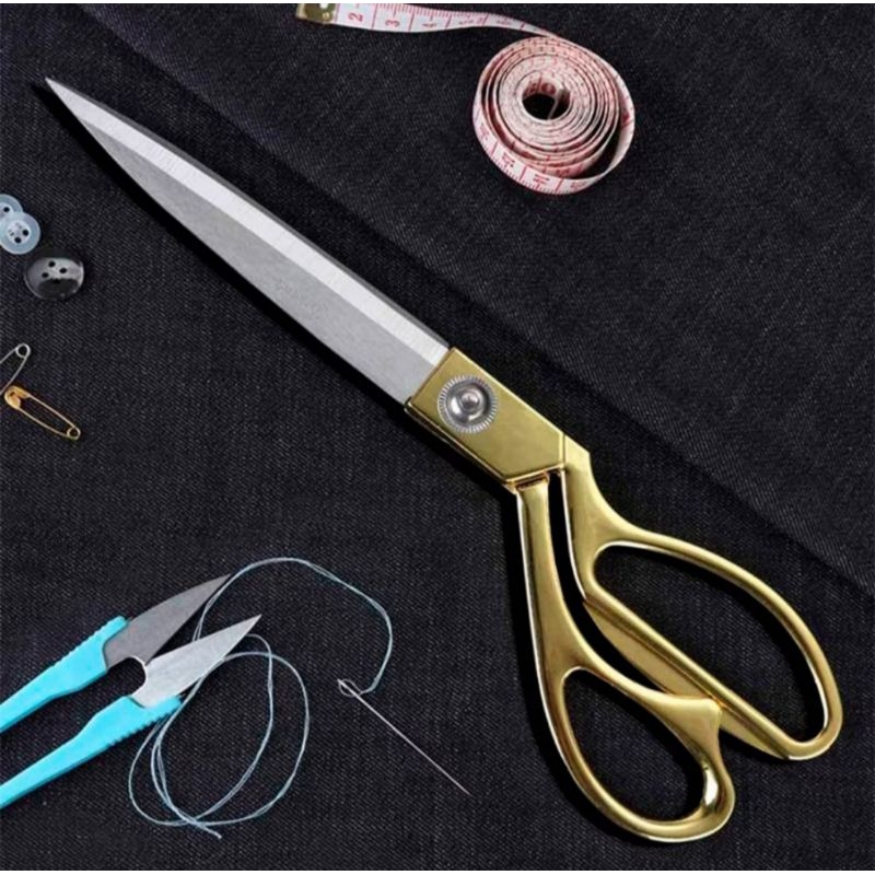Tesoura Profissional Para Alfaiate26.5 cm Costura Tecido Artesanato Tapeceiro Dourada 14969