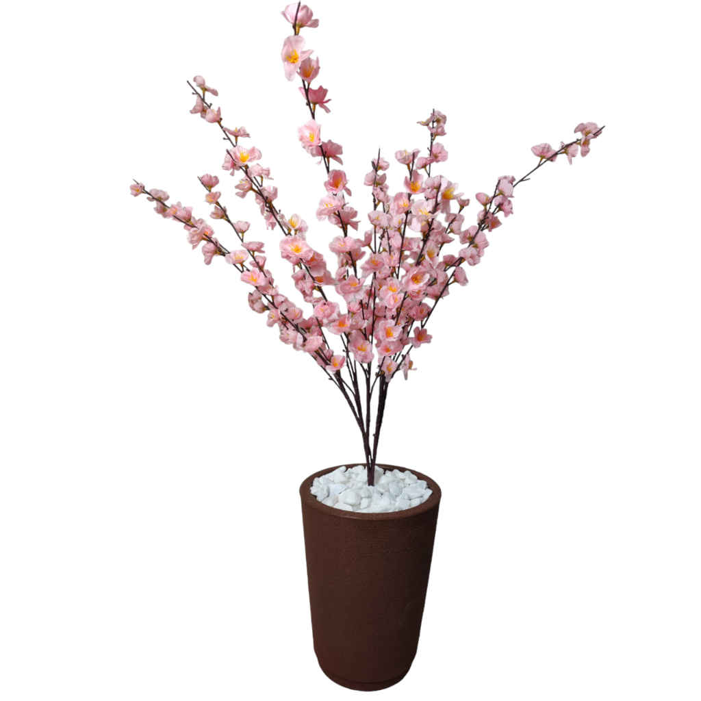 Cerejeira Rosa Bebê Flor Artificial com Vaso Decoração