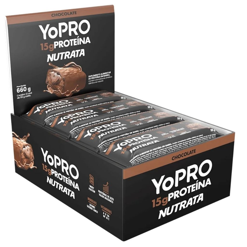 Barra Yopro Nutrata Proteína Deliciosa 12x 55g Yo Pro Whey