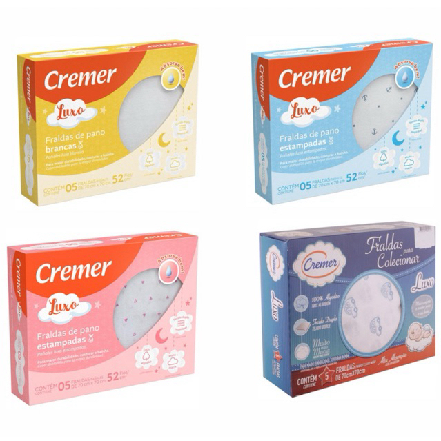 Fralda de Pano Luxo Branca Cremer