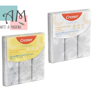 Fralda Premium 80 fios Cremer Branca ou Estampada em Oferta na Shopee