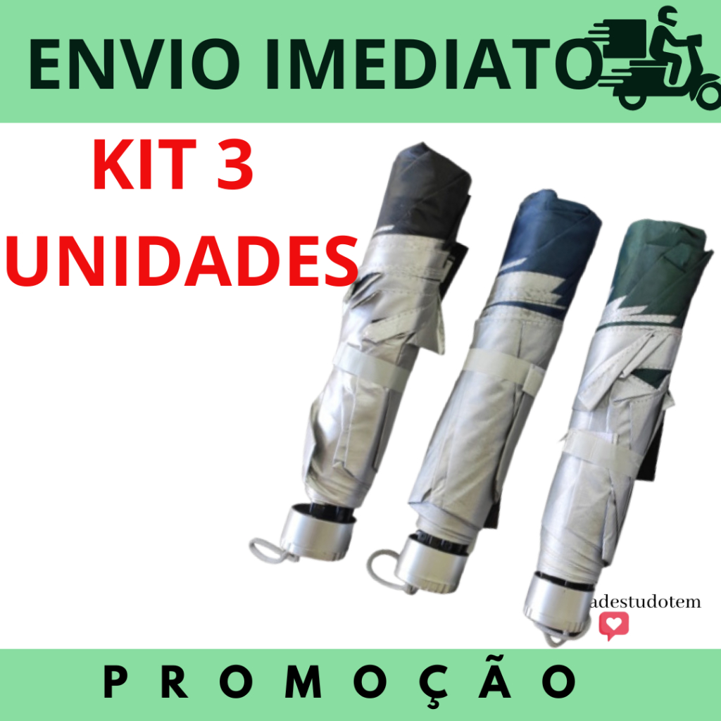 3 UNIDADES Sombrinha Guarda Chuva Dupla Face Raios Uv Liso Contra Vento