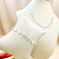 kit colar+pulseira florzinha folheado a prata