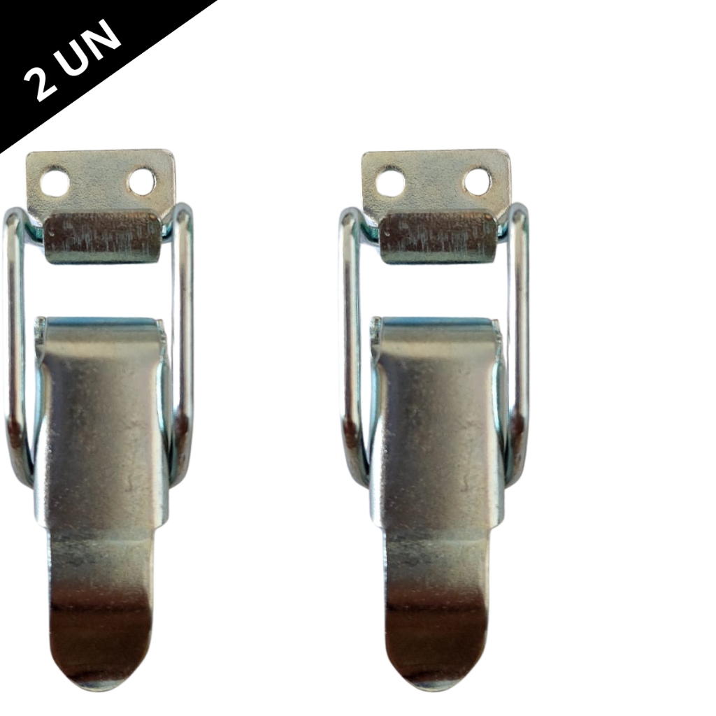 Kit 2 Fechos de engate rápido pequeno cor zinco branco grampos trava pressão / aço carbono 1008 / ferragens para case / maleta / baú. CÓDIGO/SKU: F2.