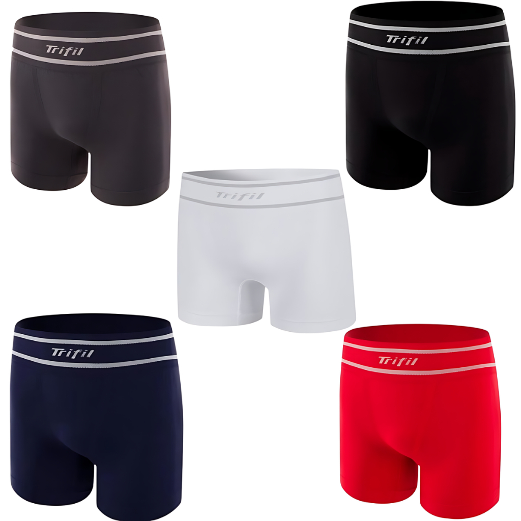 2 Cuecas Box Boxer Masculina Sem Costura Trifil Microfibra Cos Tecido Duplo Confortavel Nao Aperta