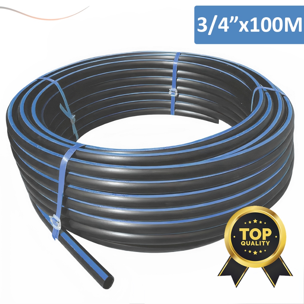 Mangueira Irrigação Gotejamento 3/4 Plástica Rolo Com 100 Metros Sem Furos Reforçada Selo Azul