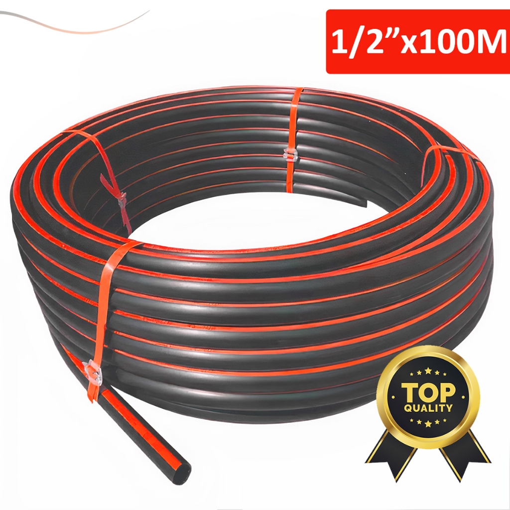 Mangueira Irrigação Gotejamento 1/2" Plástica Rolo 100 Metros SEM FUROS Reforçada Selo Vermelho em Oferta na Shopee