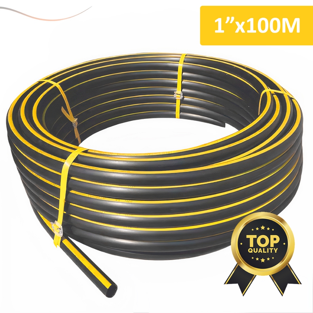 Mangueira Irrigação Gotejamento Poço 1" Plástica Rolo 100 Metros SEM FUROS Reforçada Selo Amarelo