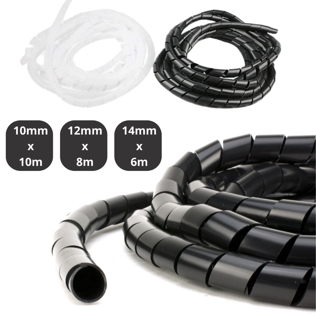 Organizador de Cabos Fios Espiral 10mm 12mm 14mm Preto Informática Flexível em Oferta na Shopee