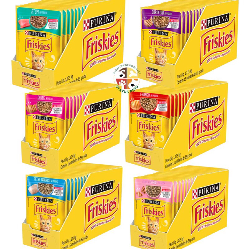 Ração Úmida Nestlé Purina Friskies Sachê para Gatos 85g Caixa Fechada Com 15 Unidades