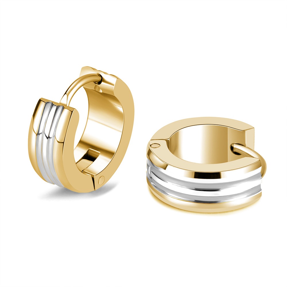 Brinco De Argola em aço inox prata + Dourado masculino feminino não escurece 4mm para primeiro furo em Oferta na Shopee