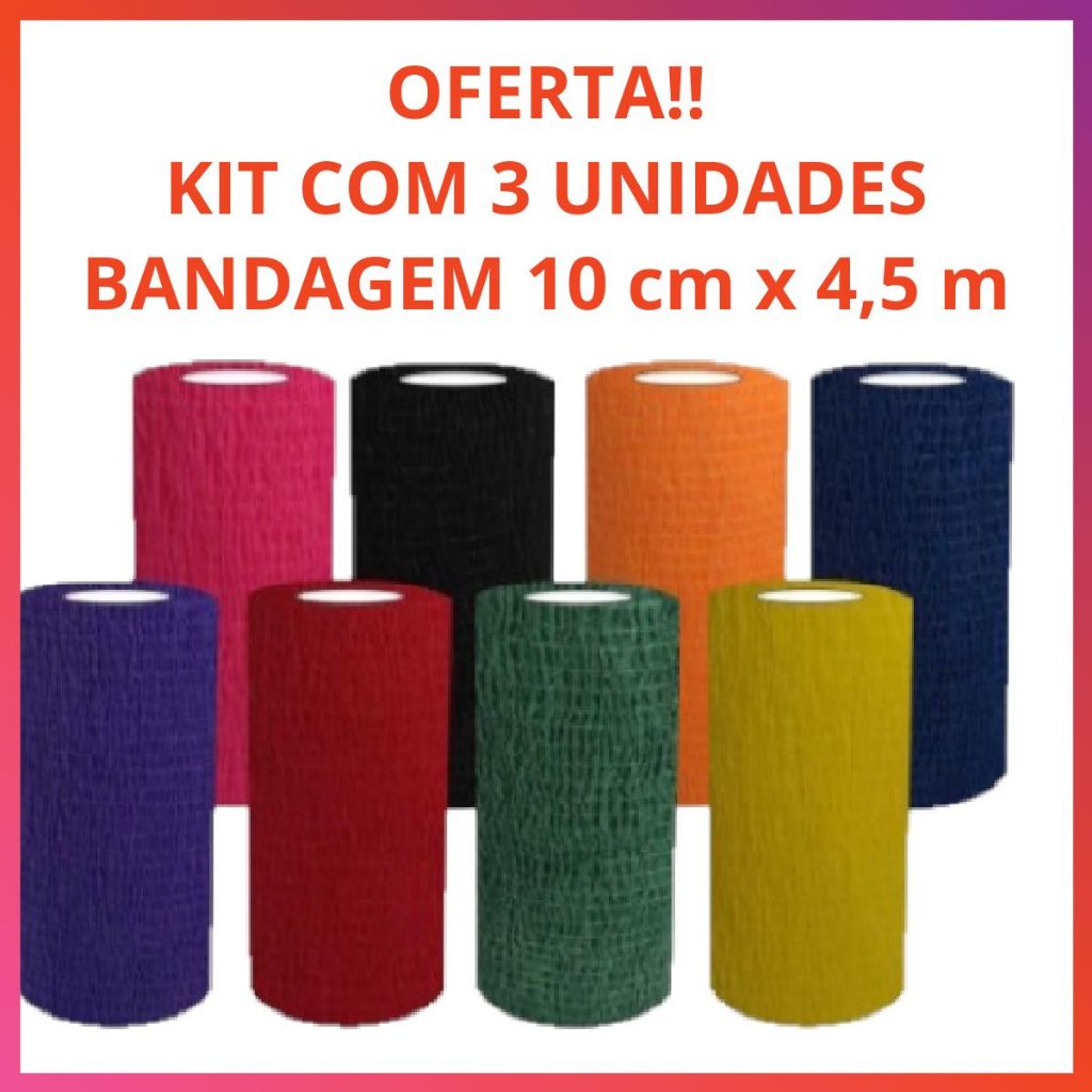 3 Unidades Bandagem Elástica Faixa Flexível Adesiva Atadura Auto Aderente Cuidado Pet Cachorro 10cm em Oferta na Shopee