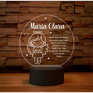 Luminária LED Anjinha, Anjo, Estrelinhas - Oração Abajur Personalizada. Nome Personalizado! em Oferta na Shopee