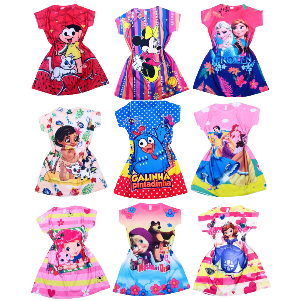 Kit 3 Vestidos Infantil de Menina em Oferta na Shopee