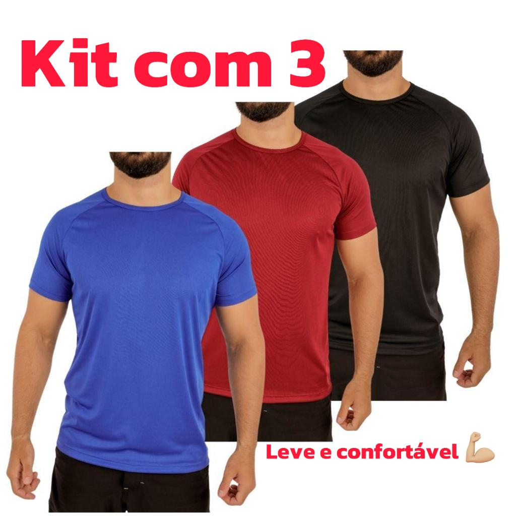Kit 3 Camiseta Masculina Blusa/dryfit - Treino - Caminhada - Crossfit - Halley moda fitness