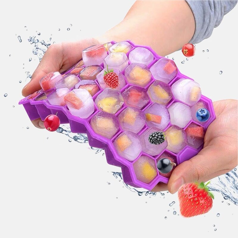 Forma de Gelo Silicone Chocolate Bombom Drink Whisky Top Hexagono Colméia 37 Cavidades