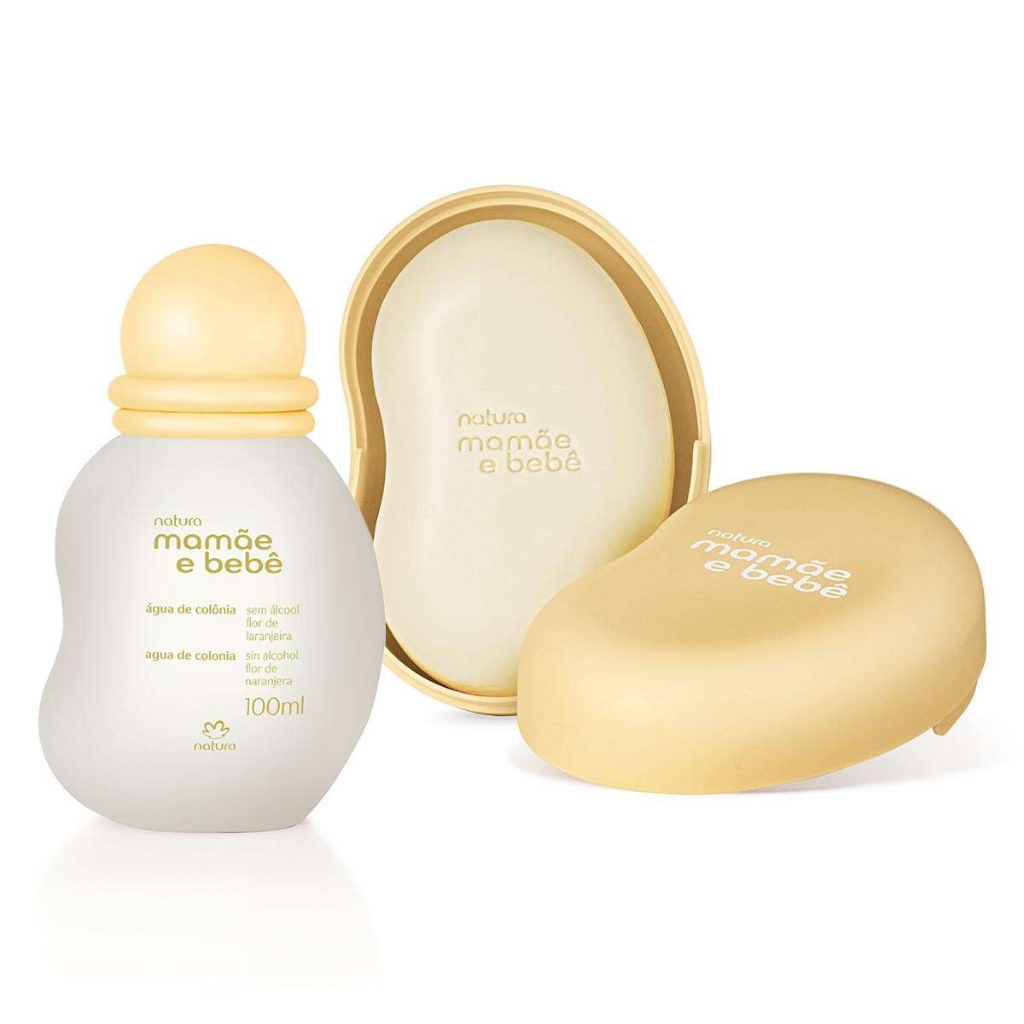 Kit Natura Mamae Bebe Flor de Laranjeira - Colonia 100ml + Sabonete com saboneteira - Acompanha Sacolinha de Presente