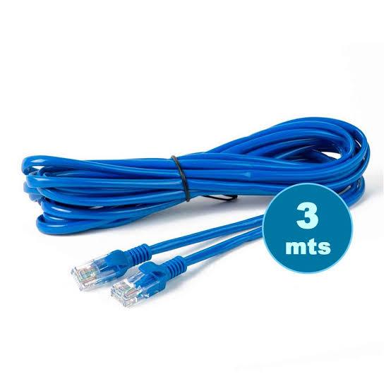 Cabo De Rede Rj45 Internet Cate 5 Cor Azul Montado Patch Cord 3M