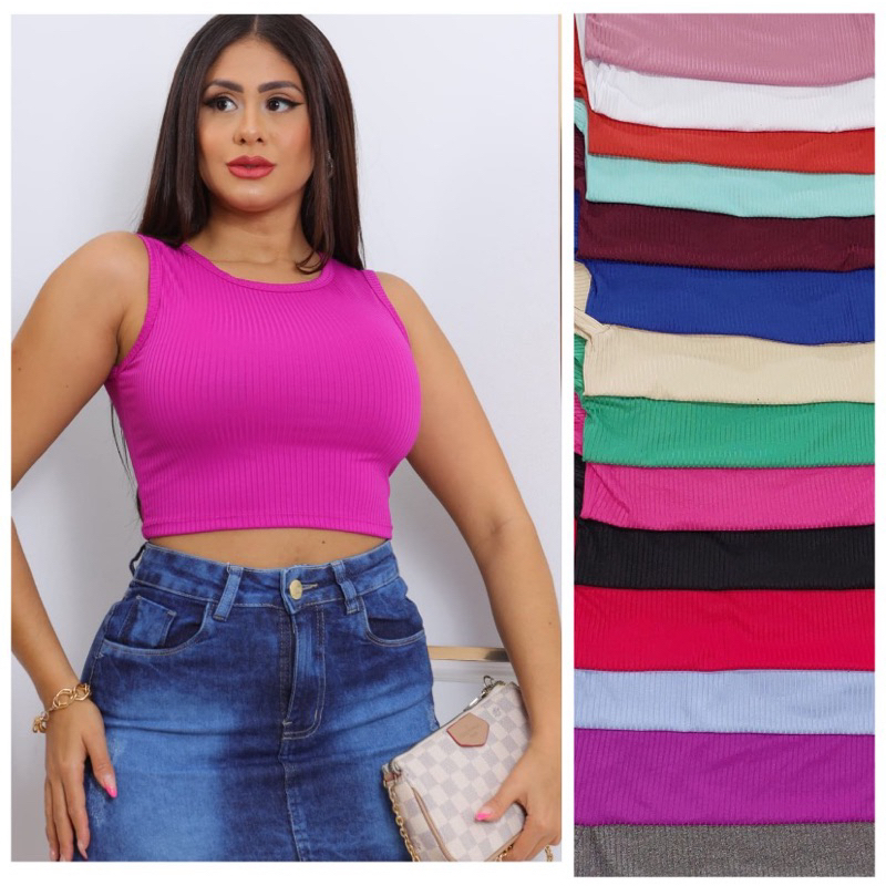 Cropped feminino  canelado estilo nadador moda blogueira tendência moda gringa
