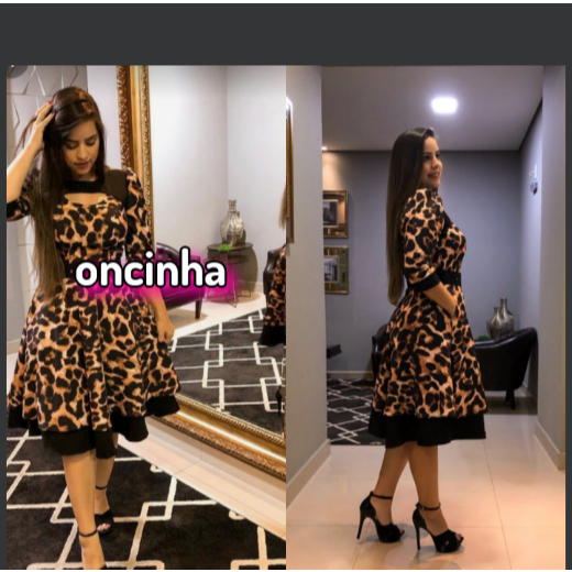 Vestido Moda Evangélica Cristã Estampado Preto e branco Social Plus Size