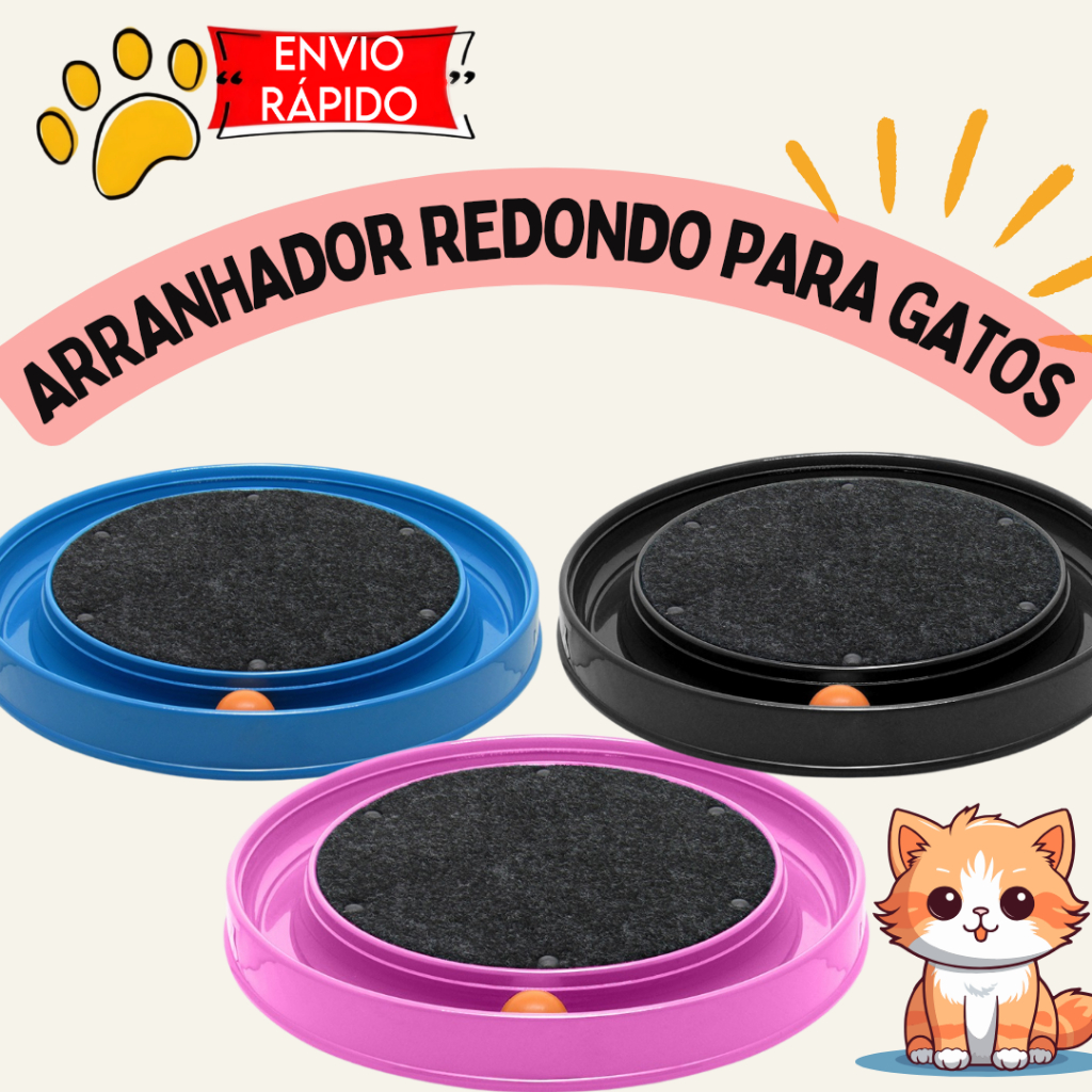 Arranhador para gatos redondo com bolinha furacão pet