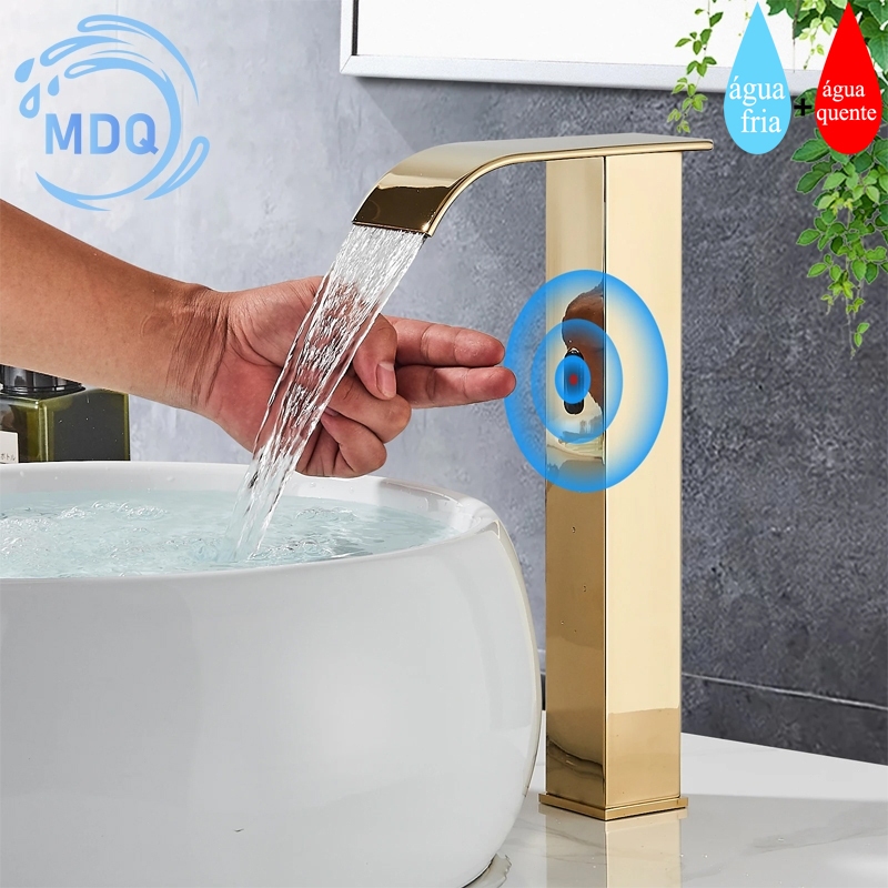 Sensor Torneira Banheiro Automática Saída Curva Da Cascata Alto Dourado/Cromado/Preto em Oferta na Shopee