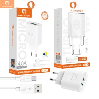 H'maston Y27 Carregador Turbo 2 Usb 4.8A Com Cabo V8 em Oferta na Shopee