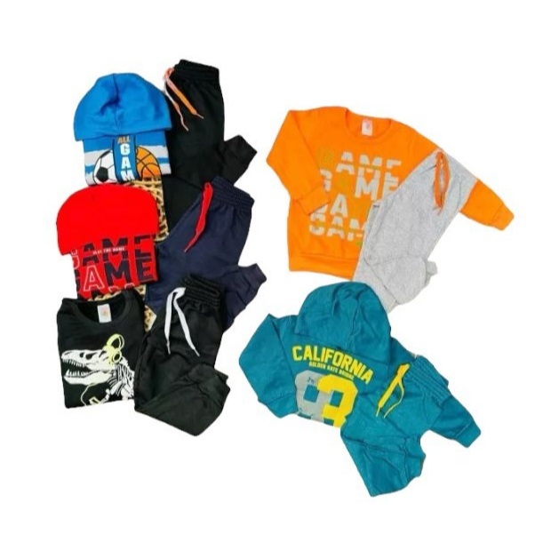 Kit C/ 5 Conjuntos De Moletom Infantil Bebê Menino Inverno Roupa Frio Blusa e Calça