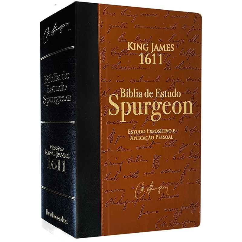 Bíblia de Estudo Spurgeon | King James 1611 | Letra Grande | Luxo | Marrom e Preta em Oferta na Shopee