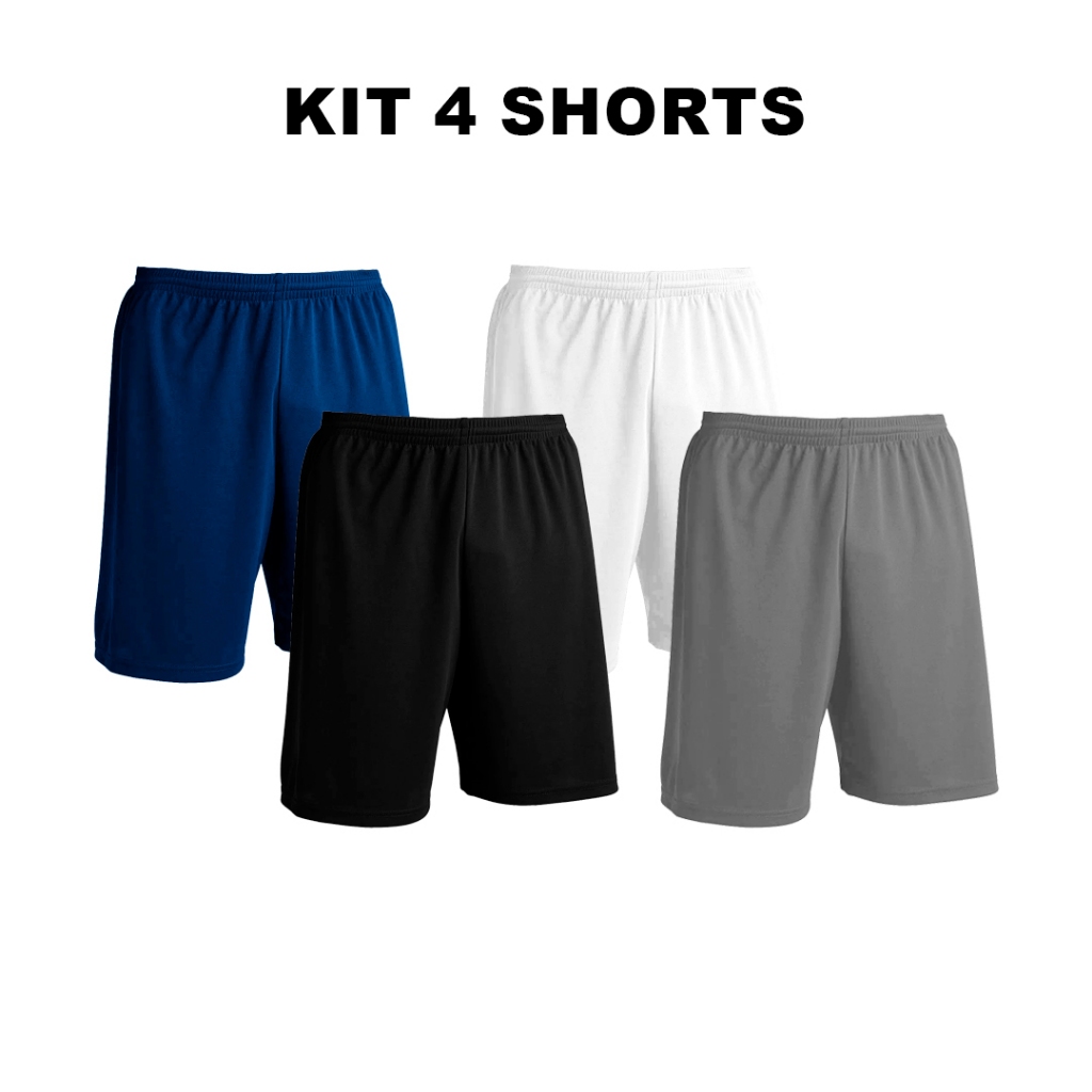 Kit com 4 Shorts Bermuda Calção Futebol Cross Treino Academia Corrida Fit - Bombey