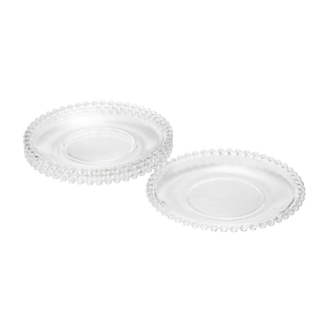 Jogo Prato Sobremesa Cristal Pearl Wolff bolo doces 20 cm decorado bolinha