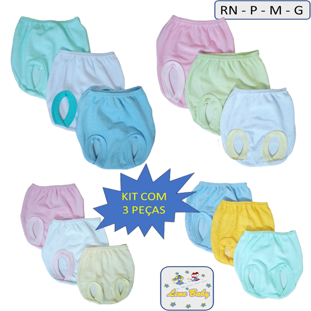 Kit com 3 Tapa Fraldas para Recem Nascido bebê Malha Algodão em Oferta na Shopee