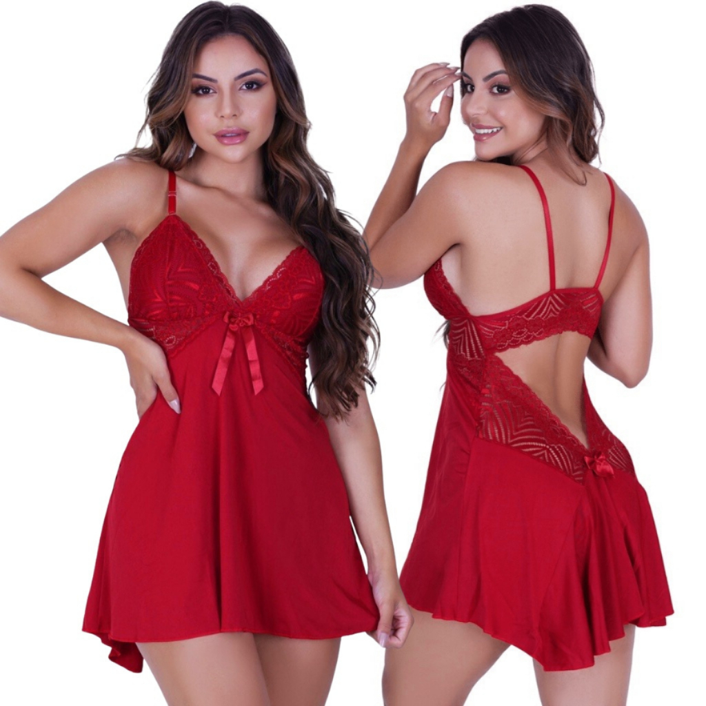 Camisola Feminina Lingerie Costa Nua Sem Bojo Dormir Moda Intima 519 em Oferta na Shopee