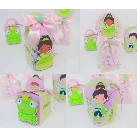 Kit de Caixas Personalizada - Tema Princesa e o sapo - Pegue e Monte - Lembrancinha Infantil - Mesversario
