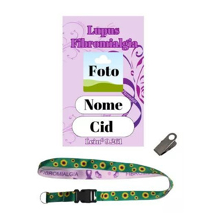 Crachá Personalizado Identificação Fibromiagia Lupus + Cordão + Jacaré em Oferta na Shopee