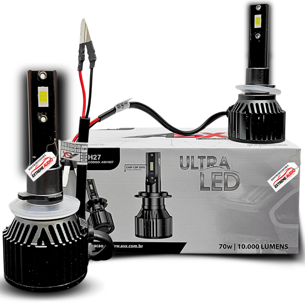 Par de Lâmpadas LED H27 10000 Lumens 6000K 70W - ASX Ultra Led Super em Oferta na Shopee