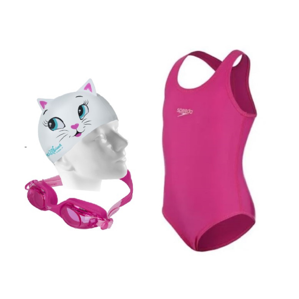 Kit Natação Speedo Maiô Vital Infantil + Óculos Jr Olympic Antiembaçante + Touca Cat 4 a 10 Anos em Oferta na Shopee