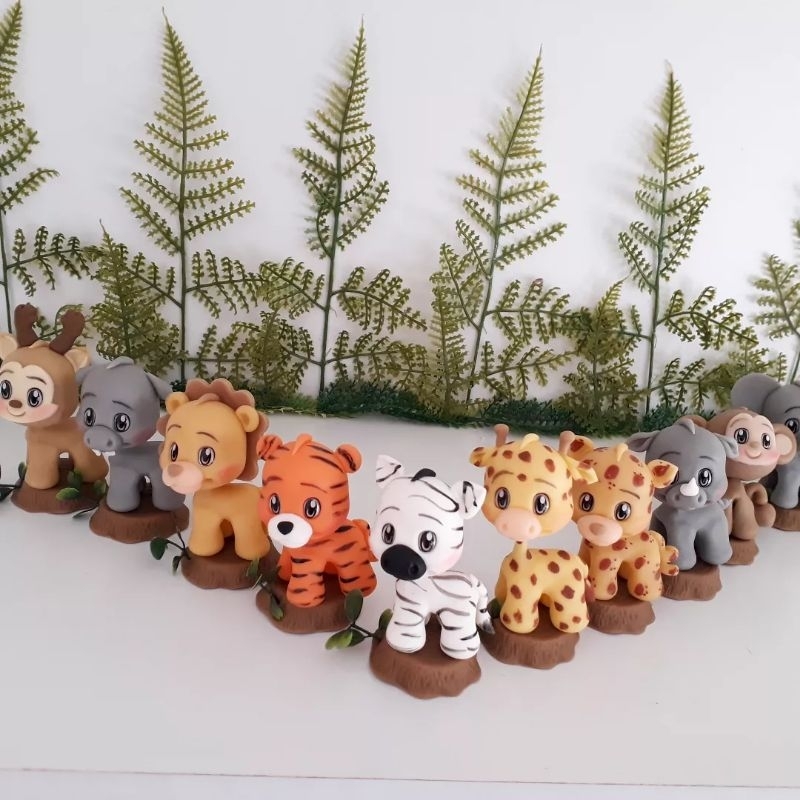 12 Bichinhos Safari lembrancinha em biscuit personalizado festa infantil aniversario